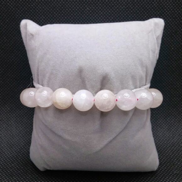 Rose Quartz Bracelet Artisan Made Gemstone 10mm Beaded Stretch NEW Light Pink - Picture 3 of 12